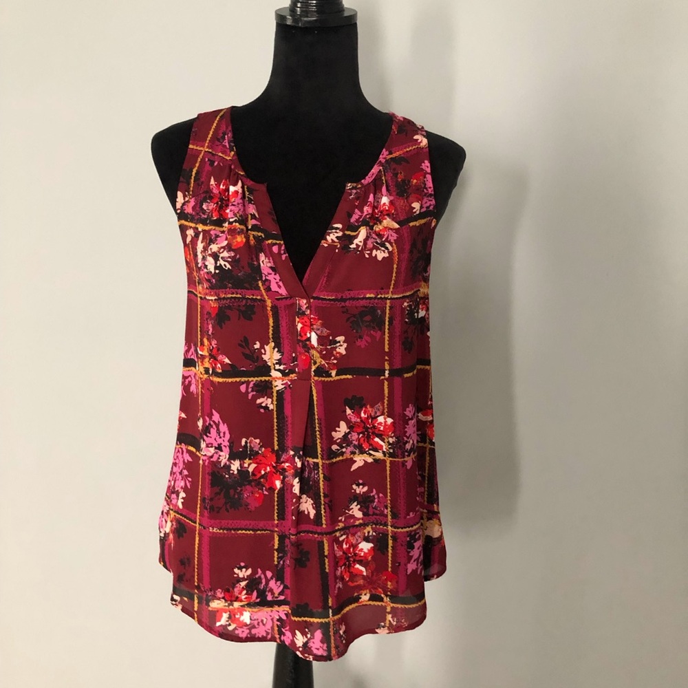 Candie’s Floral Sleeveless V-Neck Blouse